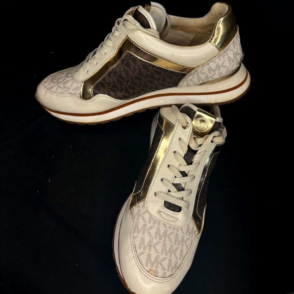 Michael Kors Gold and Brown Women's Sneakers